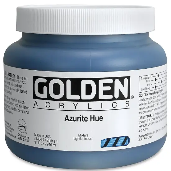 Golden Heavy Body Artist Acrylics - Azurite Hue, 32 oz Jar {2}
