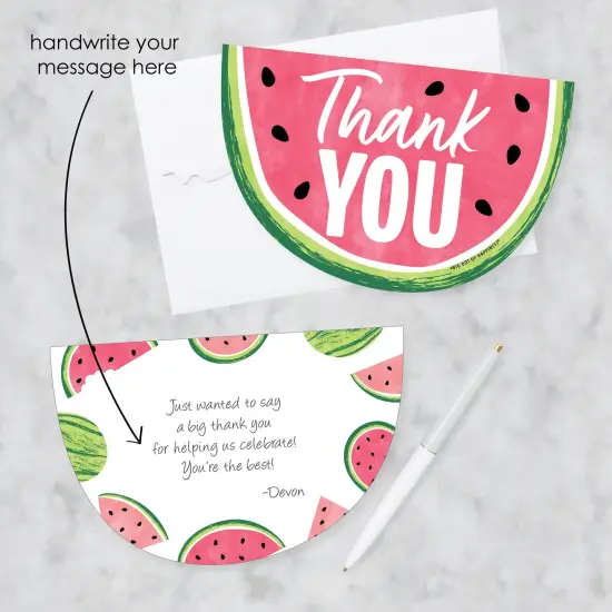 Big Dot of Happiness Sweet Watermelon - Shaped Thank You Cards - Fruit Party Thank You Note Cards with Envelopes - Set of 12 {3}