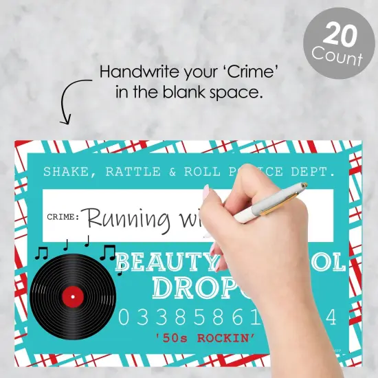 Big Dot of Happiness 50's Sock Hop - Party Mug Shots - Photo Booth Props 1950s Rock N Roll Party Mugshot Signs - 20 Count {3}