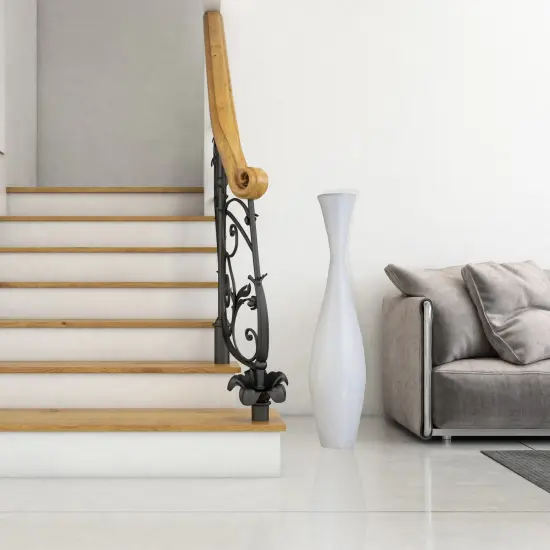 Bamboo Floor Vase - 43-inch Modern Elegance, Living Room Decor, Entryway, Dining Accent, Versatile Floral Styling, Home Accessory, Interior Design Upgrade, Tall Vase, Elegant Room Enhancement White {8}