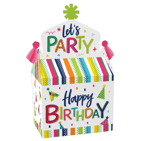 Big Dot of Happiness Cheerful Happy Birthday - Treat Box Party Favors - Colorful Birthday Party Goodie Gable Boxes - Set of 12 {1}