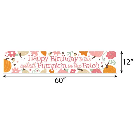 Big Dot of Happiness Girl Little Pumpkin - Happy Birthday Fall Birthday Decorations Party Banner {3}