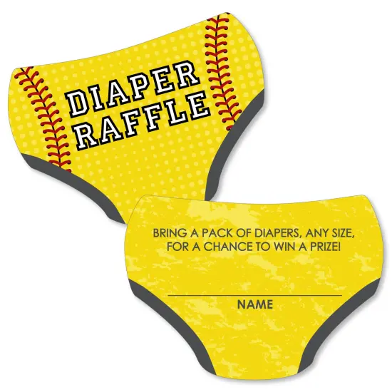 Big Dot of Happiness Grand Slam - Fastpitch Softball - Diaper Shaped Raffle Ticket Inserts - Baby Shower Activities - Diaper Raffle Game - Set of 24 {1}