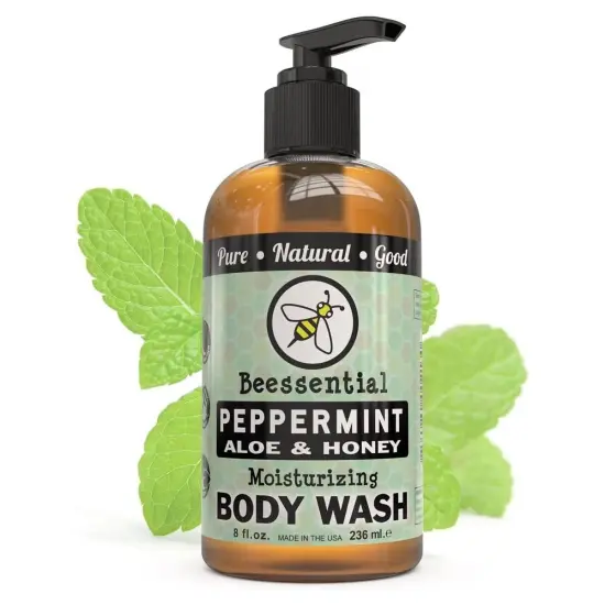 Beessential Natural Body Wash - Peppermint with Honey and Aloe, 8 ounces {5}