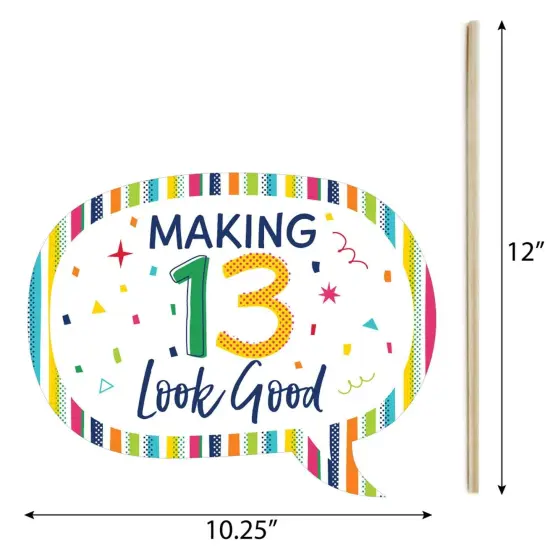 Big Dot of Happiness Funny 13th Birthday - Cheerful Happy Birthday - Colorful Thirteenth Birthday Party Photo Booth Props Kit - 10 Piece {6}