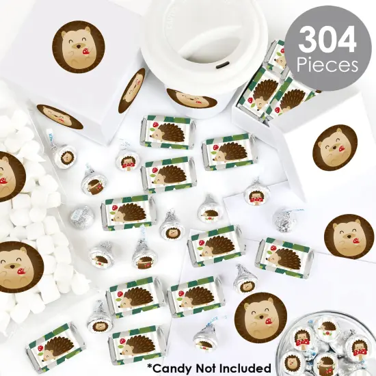 Big Dot of Happiness Forest Hedgehogs - Woodland Birthday Party or Baby Shower Candy Favor Sticker Kit - 304 Pc {3}