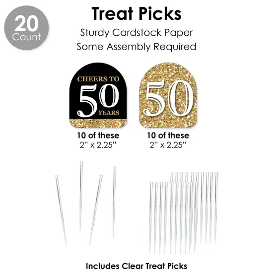 Big Dot of Happiness Adult 50th Birthday - Gold - Birthday Party Favors and Cupcake Kit - Fabulous Favor Party Pack - 100 Pieces {7}