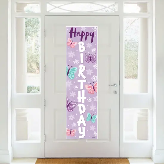 Big Dot of Happiness Beautiful Butterfly - Floral Birthday Party Front Door Decoration - Vertical Banner {3}