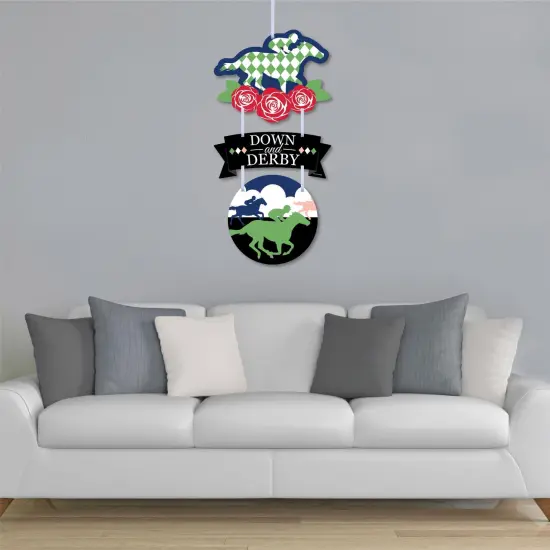 Big Dot of Happiness Kentucky Horse Derby - Hanging Porch Horse Race Party Outdoor Decorations - Front Door Decor - 3 Piece Sign {4}