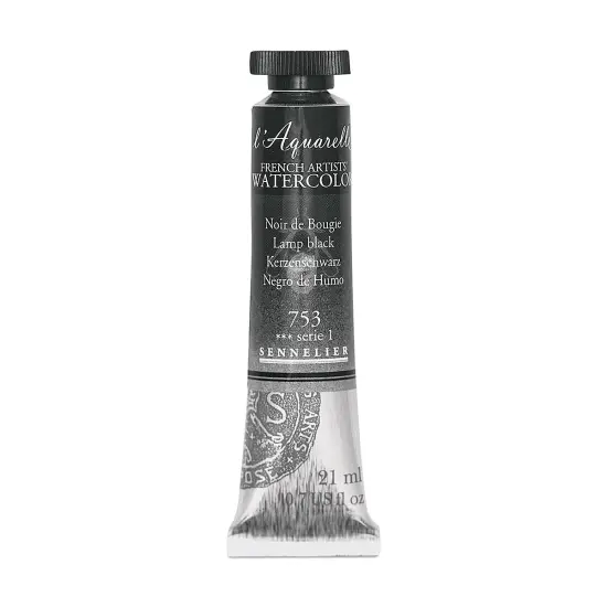 Sennelier French Artists' Watercolor - Lamp Black, 21 ml, Tube {2}