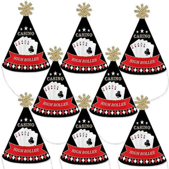 Big Dot of Happiness Las Vegas - Mini Cone Casino Party or Birthday Party Hats - Small Little Party Hats - Set of 8 {1}