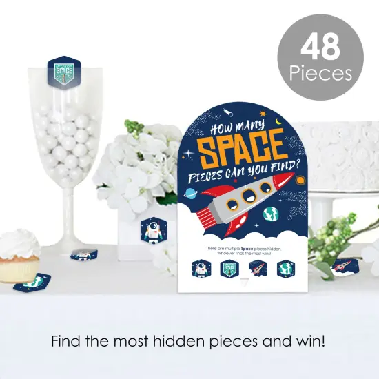 Big Dot of Happiness Blast Off to Outer Space - Rocket Ship Baby Shower or Birthday Party Scavenger Hunt 1 Stand and 48 Game Pieces Hide and Find Game {3}