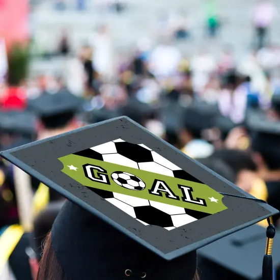 Big Dot of Happiness Grad Soccer - Graduation Cap Decorations Kit - Grad Cap Cover {4}