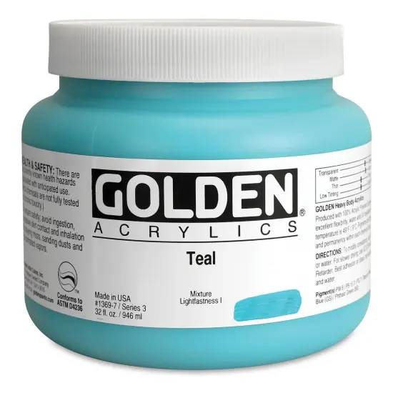 Golden Heavy Body Artist Acrylics - Teal, 32 oz Jar {1}