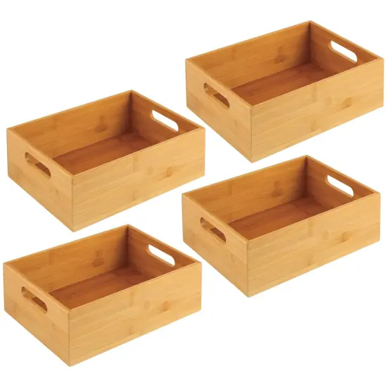 mDesign Bamboo Pantry Organizer Container Bin with Handles {5}