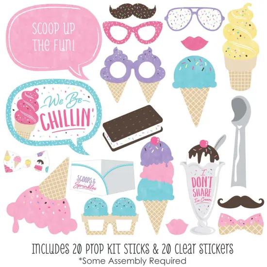 Big Dot of Happiness Scoop Up the Fun - Ice Cream - Sprinkles Party Photo Booth Props Kit - 20 Count {3}