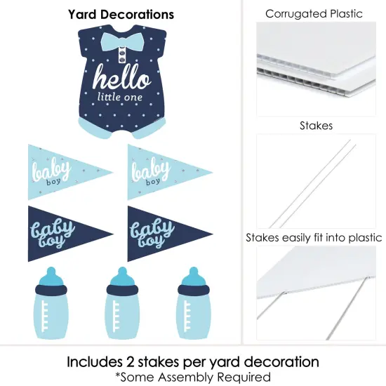 Big Dot of Happiness Hello Little One - Blue and Navy - Yard Sign & Outdoor Lawn Decorations - Boy Baby Shower Yard Signs - Set of 8 {6}