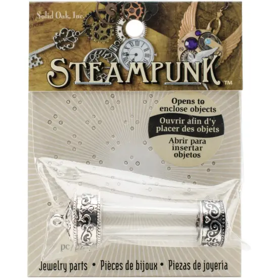 Solid Oak Steampunk Glass Pendant-Large Vial {1}