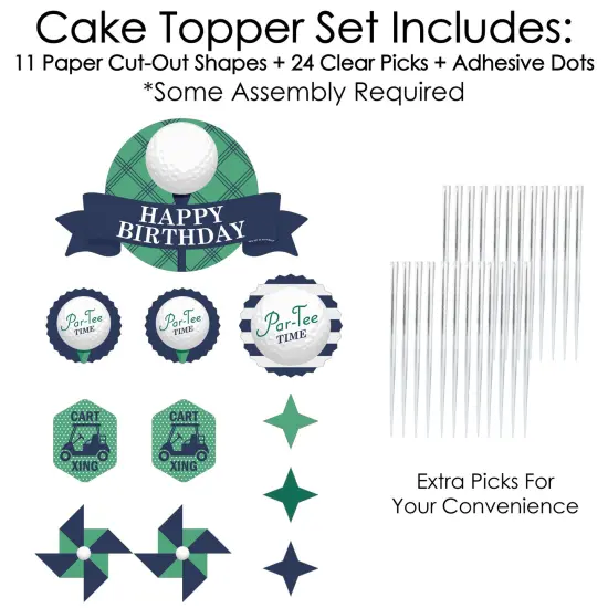Big Dot of Happiness Par-Tee Time - Golf - Birthday Party Cake Decorating Kit - Happy Birthday Cake Topper Set - 11 Pieces {4}