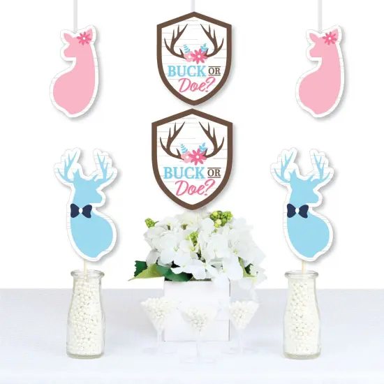 Big Dot of Happiness Buck or Doe - Badge, Buck, and Doe Decorations DIY Hunting Gender Reveal Party Essentials - Set of 20 {1}