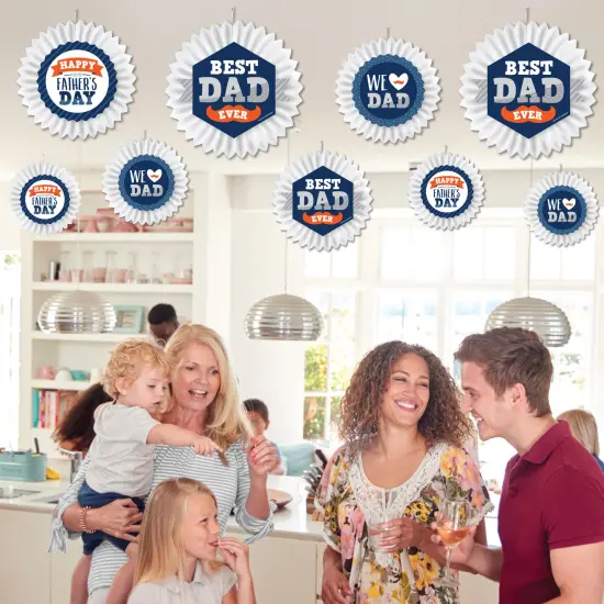 Big Dot of Happiness Happy Father's Day - Hanging We Love Dad Party Tissue Decoration Kit - Paper Fans - Set of 9 {4}