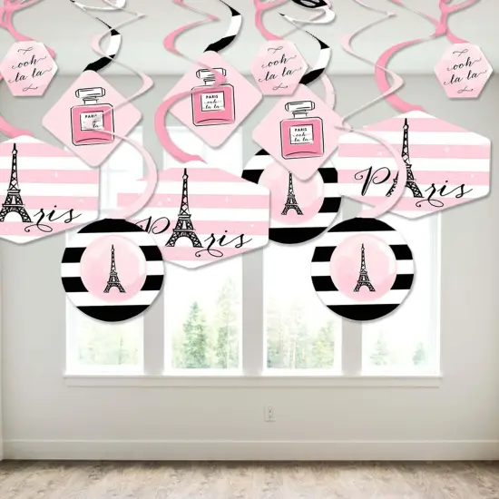 Big Dot of Happiness Paris, Ooh La La - Paris Themed Baby Shower or Birthday Party Hanging Decor - Party Decoration Swirls - Set of 40 {4}