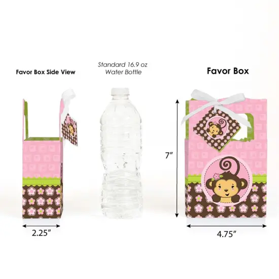 Big Dot of Happiness Pink Monkey Girl - Baby Shower or Birthday Party Favor Boxes - Set of 12 {3}