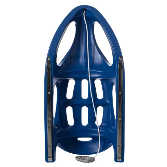 Outdoor Snow Sleigh Ice Sled Toy, Two Rider, Solid Hard Plastic with Pull Rope for Kids over 5 Years, Blue {3}
