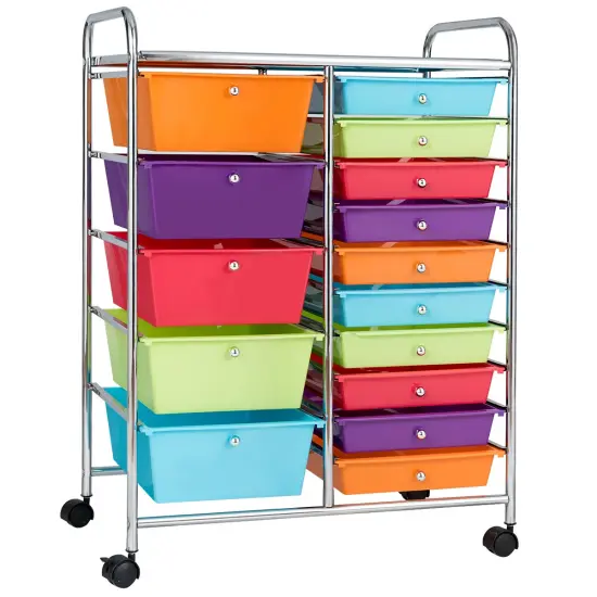 CostwayRolling Storage Cart wIth 15 Drawers {1}