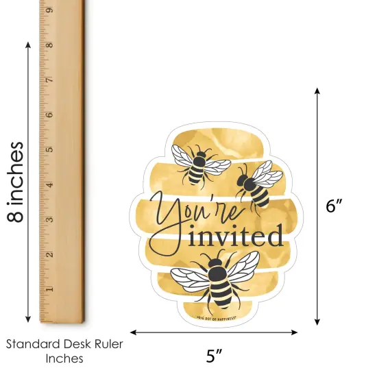 Big Dot of Happiness Little Bumblebee - Shaped Fill-In Invitations - Bee Baby Shower or Birthday Party Invitation Cards with Envelopes - Set of 12 {7}