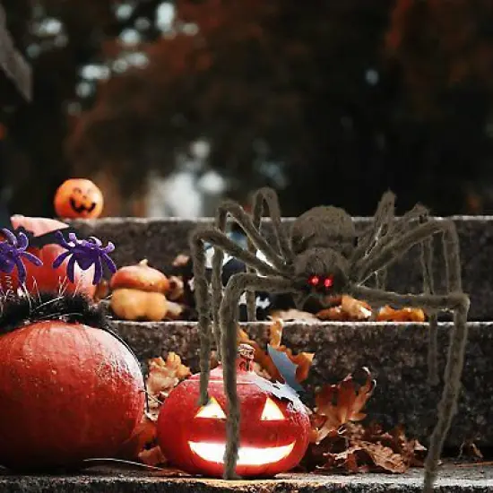 Big Mo's Toys Creepy Spider - Hairy Real Look Tarantula Spider with Red LED Eyes - 1 Piece {3}