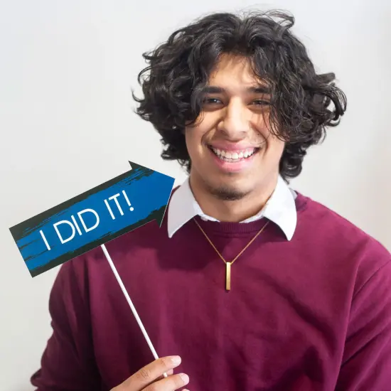 Big Dot of Happiness Blue 2025 Graduation Party Photo Booth Props Kit - 20 Count {3}