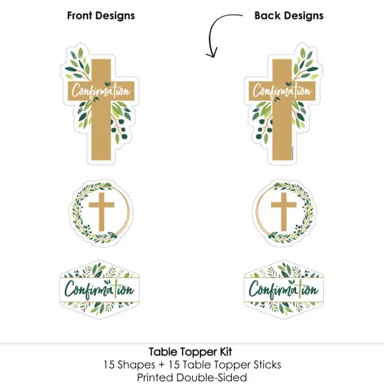 Big Dot of Happiness Confirmation Elegant Cross - Religious Party Centerpiece Sticks - Table Toppers - Set of 15 {6}