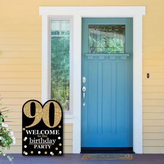 Big Dot of Happiness Adult 90th Birthday - Gold - Party Decorations - Birthday Party Welcome Yard Sign {6}