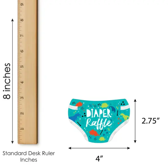 Big Dot of Happiness Roar Dinosaur - Diaper Shaped Raffle Ticket Inserts - Dino Mite Trex Baby Shower Activities - Diaper Raffle Game - Set of 24 {4}