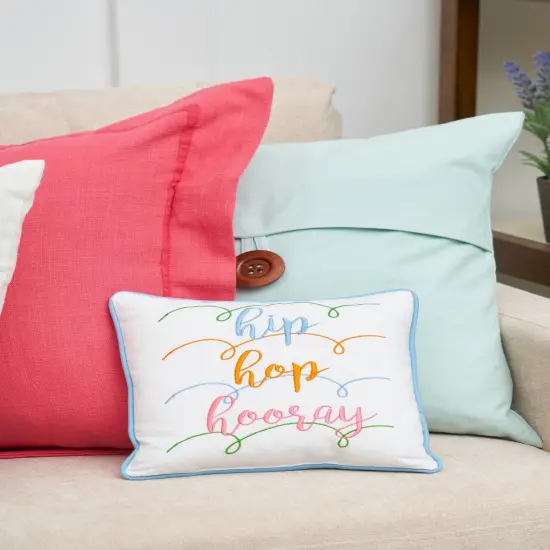 Easter "Hip Hop Hooray" Embroidered Small/Petite Spring Themed Accent Pillow, 10" x 10" {4}