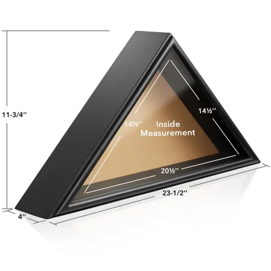 Reminded Military Burial Flag Display Case, Solid Wood Black Finish {4}