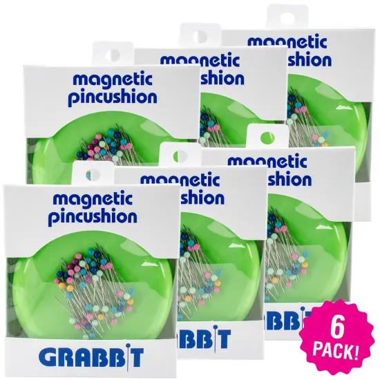 Multipack of 6 - Grabbit Magnetic Pincushion W/50 Pins-Lime {1}