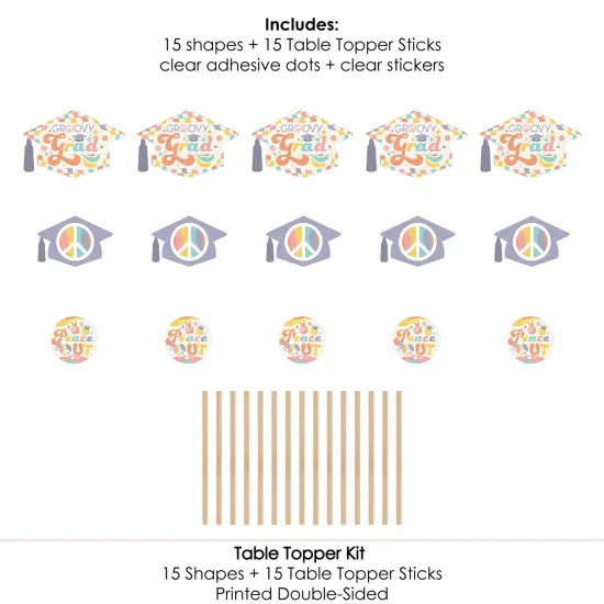 Big Dot of Happiness Groovy Grad - Hippie Graduation Party Centerpiece Sticks - Table Toppers - Set of 15 {7}