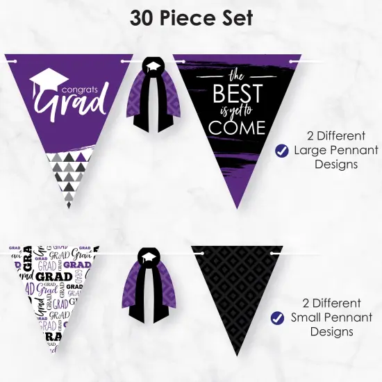 Big Dot of Happiness 30 Piece Purple Graduation Party Pennant Triangle Banner {6}
