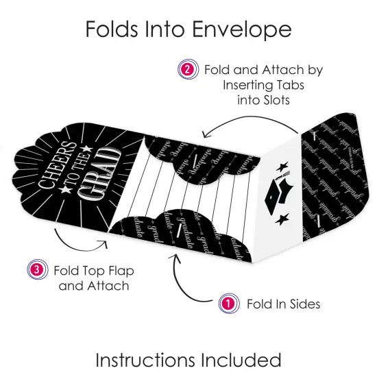 Big Dot of Happiness Graduation Cheers - Fill-In Cards - Graduation Party Fold and Send Invitations - Set of 8 {6}