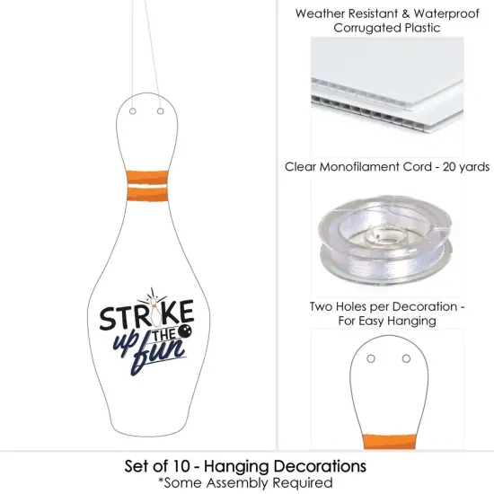 Big Dot of Happiness Hanging Strike Up the Fun - Bowling - Outdoor Hanging Decor - Baby Shower or Birthday Party or Decorations - 10 Pieces {6}