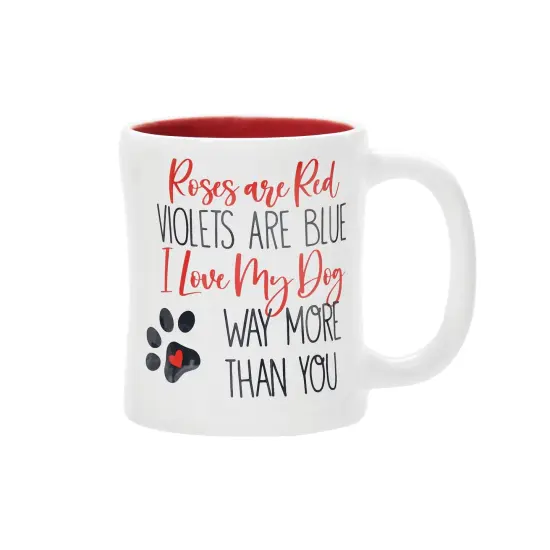 16 oz. Valentine's Day "Roses Are Red Violets Are Blue I Love My Dog Way More Than You" Pawprint Ceramic Coffee Tea Hot Chocolate Mug {3}