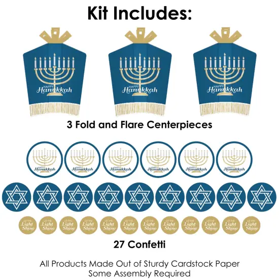 Big Dot of Happiness Happy Hanukkah - Chanukah Holiday Party Decor and Confetti - Terrific Table Centerpiece Kit - Set of 30 {4}