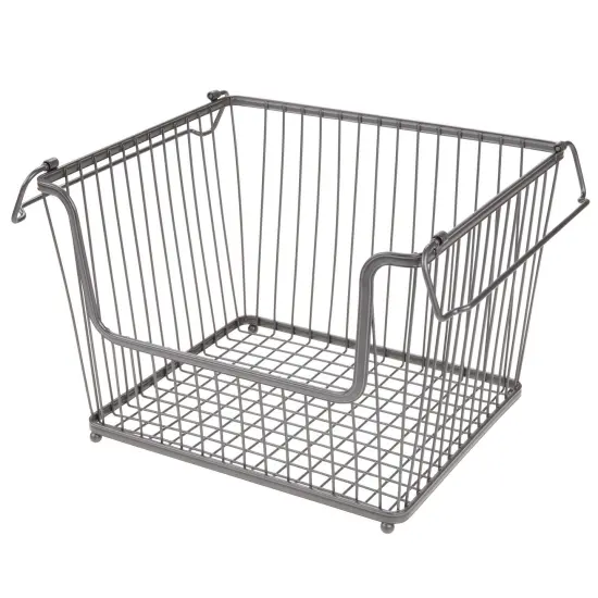 mDesign Stackable Storage Basket with Handles, 3 Pack {5}