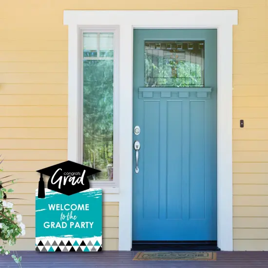 Big Dot of Happiness Teal Graduation Party Decorations - Grad Party Welcome Yard Sign {6}