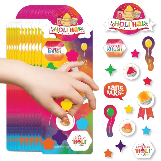 Big Dot of Happiness Holi Hai - Festival of Colors Party Favor Kids Stickers - 16 Sheets - 256 Stickers {1}