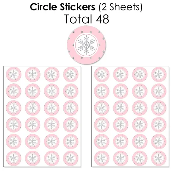 Big Dot of Happiness Pink Winter Wonderland - Holiday Snowflake Birthday Party and Baby Shower Candy Favor Sticker Kit - 304 Pieces {7}
