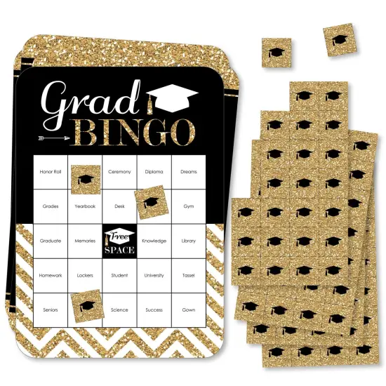 Big Dot of Happiness Tassel Worth The Hassle - Gold - Bingo Cards and Markers - Graduation Party Shaped Bingo Game - Set of 18 {1}