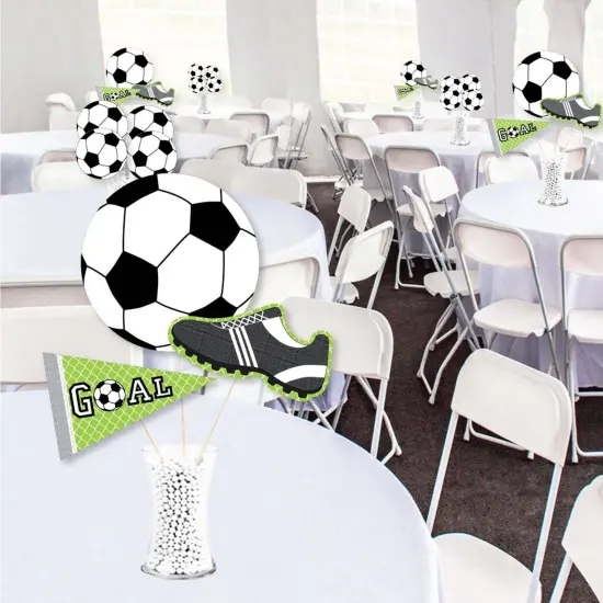 Big Dot of Happiness Goaaal - Soccer - Baby Shower or Birthday Party Centerpiece Sticks - Showstopper Table Toppers - 35 Pieces {3}